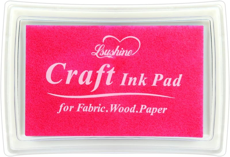 Lsushine Craft Ink Pad for Rubber Stamps, Paper, Wooden, Fabric, Scrapbooking, Non-Toxic Finger Ink Pads for Kids (Pink) - Image 1